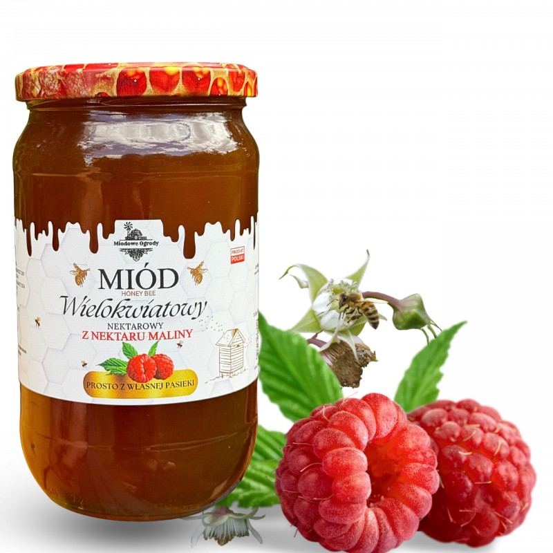 Miód Malinowy 1kg Wielokwiatowy z Nektaru Maliny Świeży zbiór 2025r.